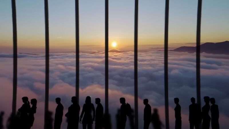 Suspended high above the clouds, the sky hotel would feature a large 'panoramic hall', offering 360-degree views of the skies.