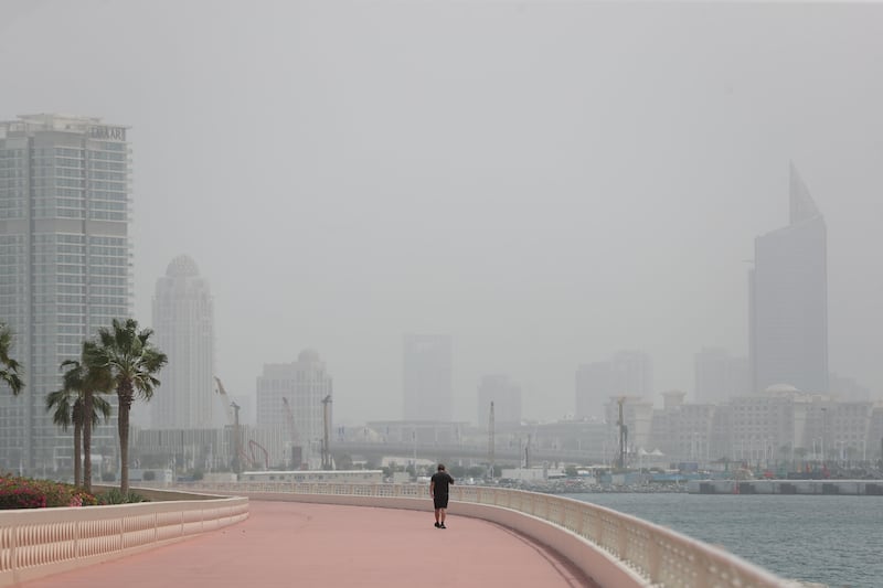 A hazy, hot and overcast day in Dubai on March 20. Chris Whiteoak / The National