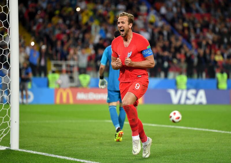 Harry Kane celebrates the opening goal - his sixth of the tournament. Dan Mullan / Getty Images