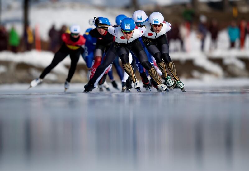 The Men's speed skating final during Day 7 of the Lausanne 2020 Winter Youth Olympics. Getty