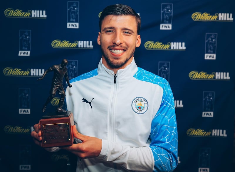 Manchester City defender Ruben Dias has been voted the Football Writers’ Association’s Footballer of the Year. PA