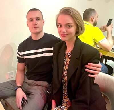 Oleksandr Ihnatenko and partner Daria Kvasova, both from Kyiv, say it is the first time they are spending Christmas away from their families