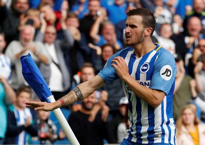 Soccer Football - Premier League - Brighton & Hove Albion vs West Bromwich Albion - Brighton, Britain - September 9, 2017   Brighton's Pascal Gross celebrates scoring their second goal   Action Images via Reuters/John Sibley  EDITORIAL USE ONLY. No use with unauthorized audio, video, data, fixture lists, club/league logos or "live" services. Online in-match use limited to 75 images, no video emulation. No use in betting, games or single club/league/player publications. Please contact your account representative for further details.