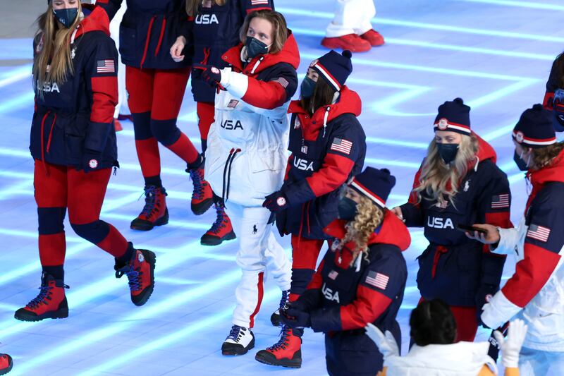 Outfitted by Ralph Lauren, Team USA's jackets feature a honeycomb like layer to help regulate temperature. Getty Images