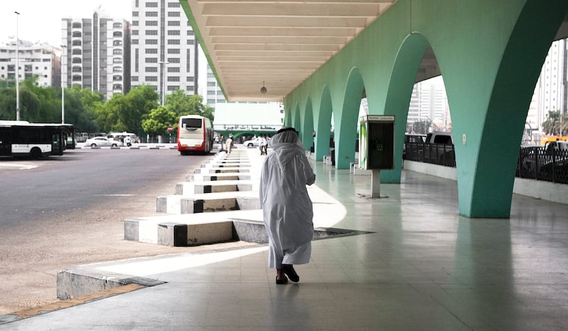 The Abu Dhabi main bus station is built with four prongs — two at either side — that extend out providing space and shelter for buses and passengers. Lee Hoagland / The National