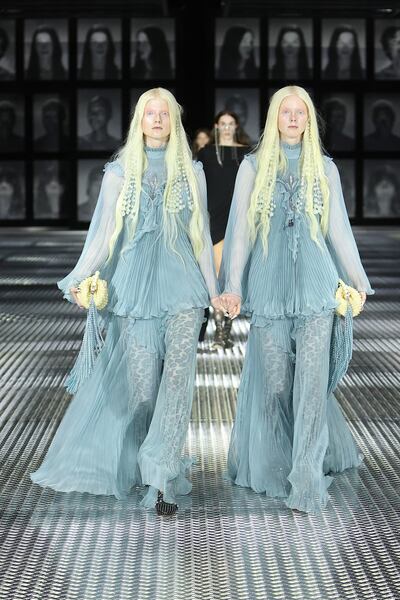 Twins on the Gucci runway for spring/summer 2023. EPA