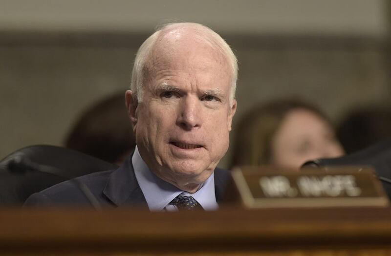 Senate armed services committee chairman Sen John McCain, speaking on Capitol Hill in Washington. The Senate on September 21, 2016, backed the Obama administration's plan to sell more than $1 billion worth of American-made tanks and other weapons to Saudi Arabia. Susan Walsh / AP Photo