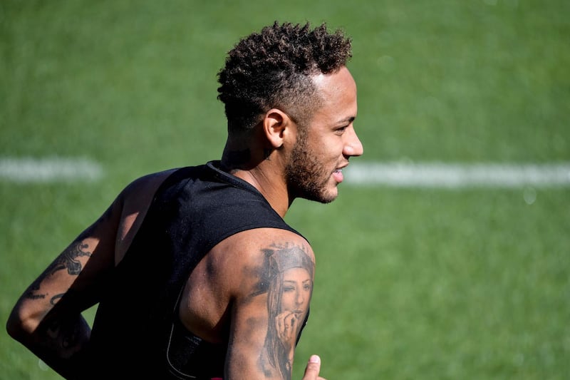 Neymar takes part in a training session. AFP
