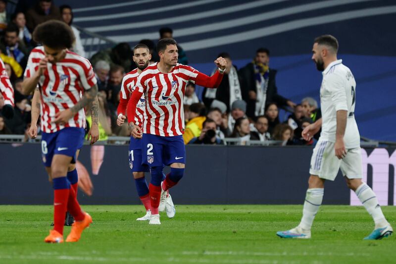 Atletico Madrid's Jose Gimenez celebrates scoring. EPA