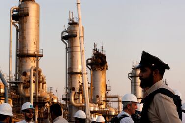 A Saudi Aramco oil processing facility in Abqaiq, near Dammam. Italy's Saipem and Dammam-based Abdel Hadi Al-Qahtani Group of Companies are pursuing a joint venture with a view to meeting the requirements of Saudi Aramco's In-Kingdom Total Value-Add programme. AP Photo