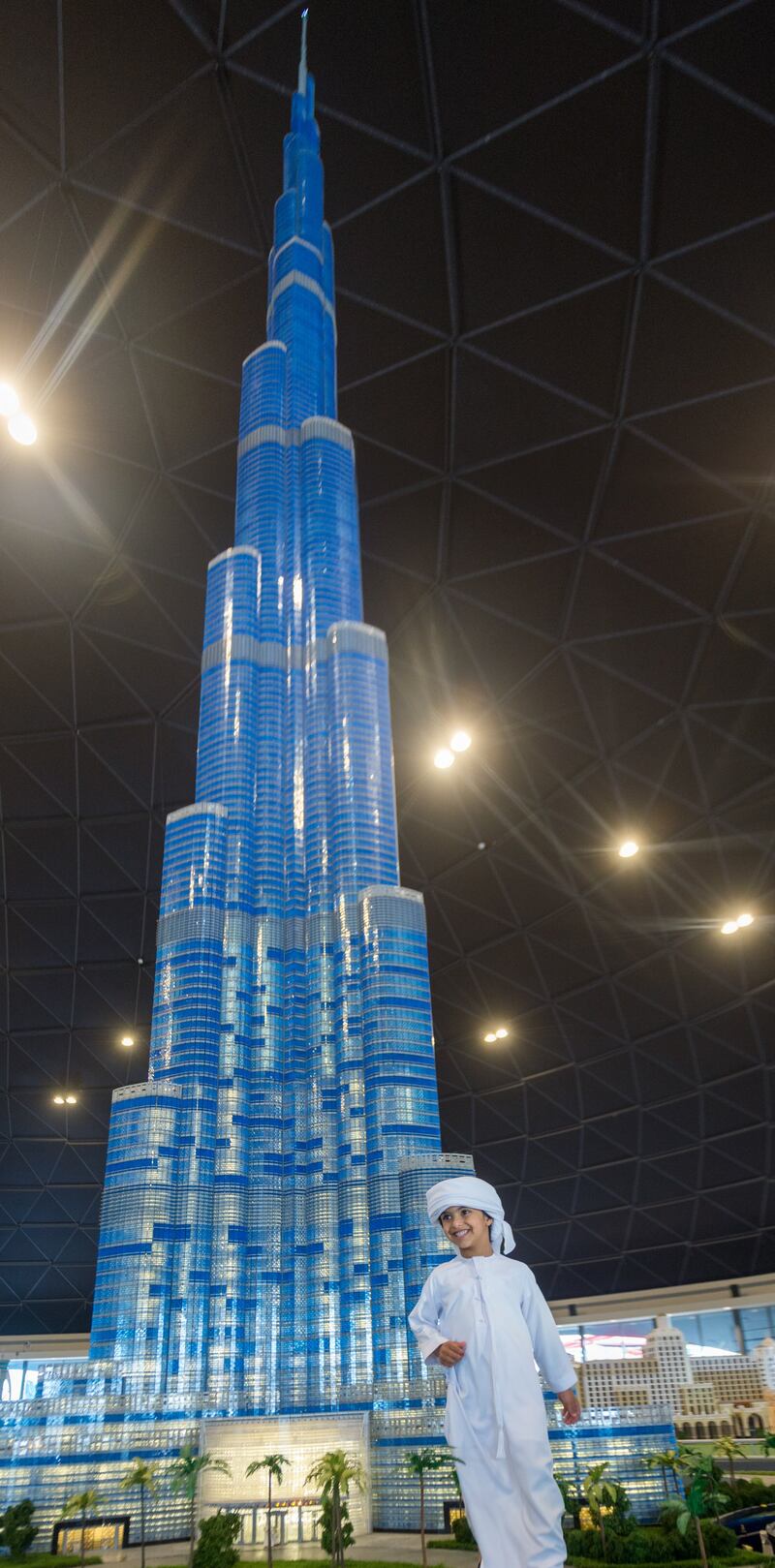 Dubai, UAE: 17 October, 2016 ö LEGOLAND¨ Dubai welcomed special guest, beloved Emirati youth Mohammed bin Ahmed Jaber Al Harbi to officially unveil the worldâs tallest LEGO¨ building structure: Burj Khalifa in MINILAND. 
 *** Local Caption ***  Al18-Legoland2.jpg