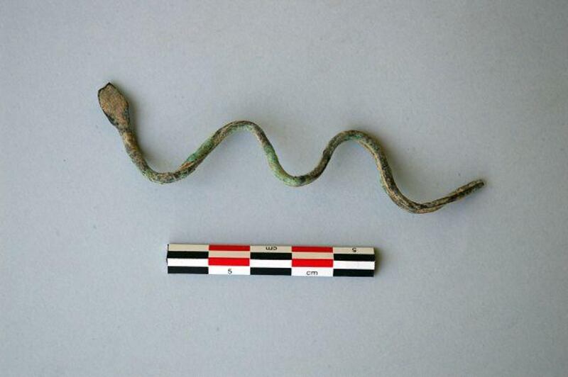 One of the 34 bronze snakes discovered at the Masafi archaelogical site in Fujairah.