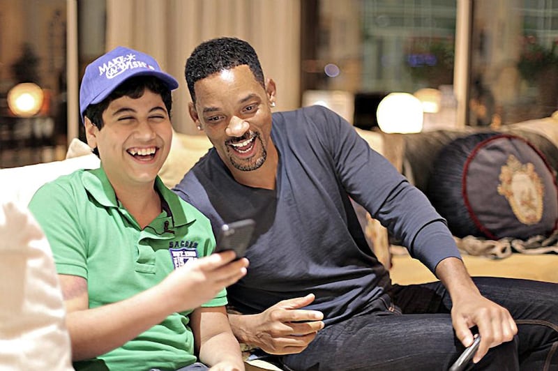 The Make-A-Wish Foundation UAE granted Adam Salim’s wish to meet Will Smith. Courtesy Make-A-Wish Foundation UAE