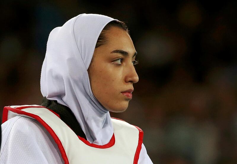 FILE PHOTO: 2016 Rio Olympics - Taekwondo - Quarterfinal - Women's -57kg Quarterfinals - Carioca Arena 3 - Rio de Janeiro, Brazil - 18/08/2016. Kimia Alizadeh Zenoorin (IRI) of Iran. REUTERS/Issei Kato FOR EDITORIAL USE ONLY. NOT FOR SALE FOR MARKETING OR ADVERTISING CAMPAIGNS/File Photo