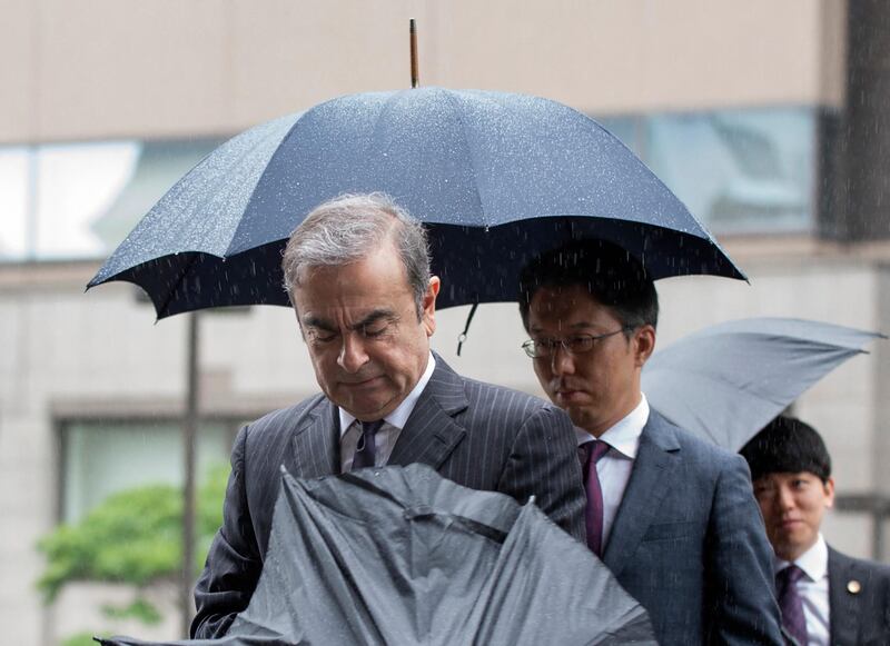 Former Nissan Motor Chairman Carlos Ghosn arrives for a pre-trial hearing at the Tokyo District Court in Tokyo on June 24, 2019. - The former Nissan chief was bailed for a second time on April 25 and is now preparing for trial on four charges of financial misconduct ranging from concealing part of his salary, to using Nissan funds for personal expenses. (Photo by Kazuhiro NOGI / AFP)