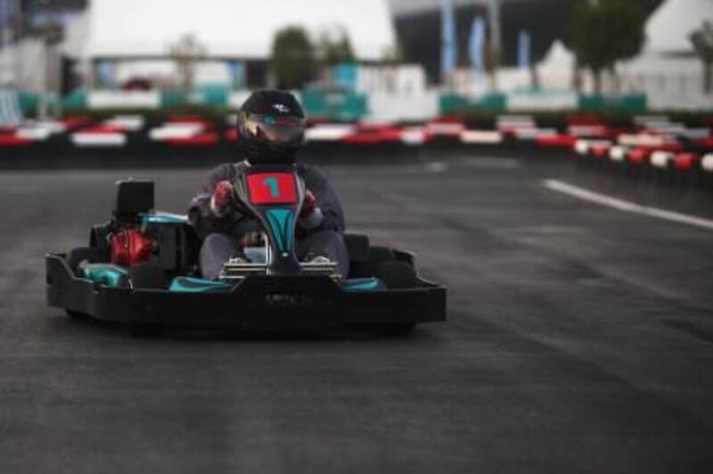 United Arab Emirates - Abu Dhabi - November 9th, 2010:  Karts test the newly built kart track at Yas Circuit.  (Galen Clarke/The National)