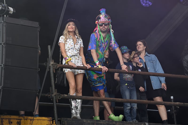 Laura Whitmore watching Skunk Anansie on the Other Stage during day four of Glastonbury Festival. Getty Images
