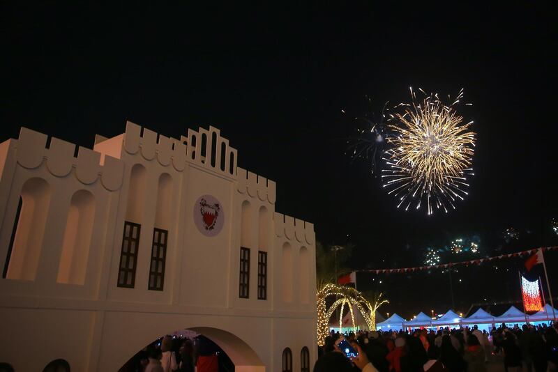 MANAMA, BAHRAIN - DECEMBER 16: Fireworks erupt during the Bahrain "National Day" celebrations in Manama's Sukhair district, Bahrain on December 16, 2016.
 (Photo by Ayman Yaqoob/Anadolu Agency/Getty Images)