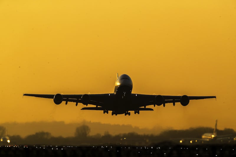 A British Airways Airbus A380-841 takes off from Heathrow Airport. The airport has returned to profitability for the first time since the Covid pandemic severely impacted global air travel. PA