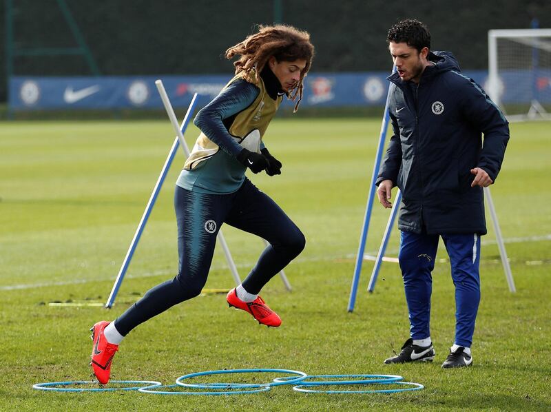 Chelsea Training - Cobham Training Centre, Stoke D'Abernon, Cobham, Britain, Chelsea's Ethan Ampadu during training. Reuters