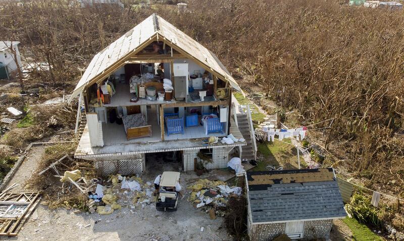 A home on Elbow Key Island  in Hope Town, Bahamas damaged after Hurricane Dorian.  Getty