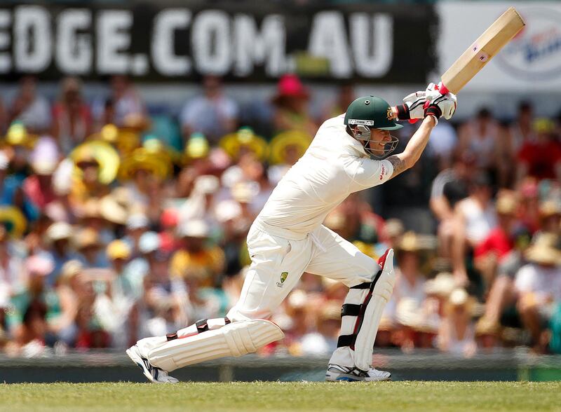 Australia's captain Michael Clarke plays a shot during the second cricket test against India at the Sydney Cricket Ground January 4, 2012. REUTERS/Tim Wimborne (AUSTRALIA - Tags: SPORT CRICKET)