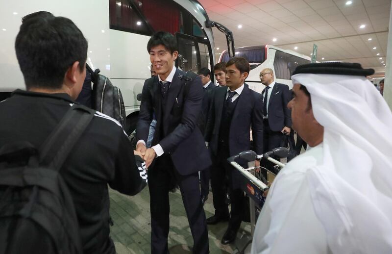 Japan's national football team arrive at the Dubai airport ahead of their Asian Cup participation. Japan have been drawn in Group F. AFP