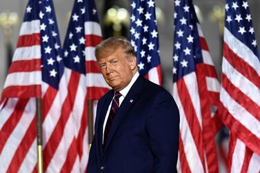 US President Donald Trump arrives to deliver his acceptance speech for the Republican Party nomination. AFP