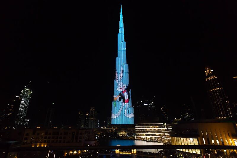 Bugs Bunny display projected onto the Burj Khalifa. Courtesy Warner Bros. World Abu Dhabi