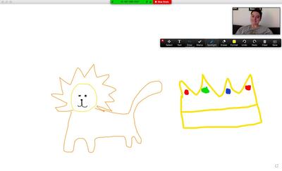 Would you have guess that this was the 'Lion King' during a game of Zoom Pictionary? Farah Andrews / The National 