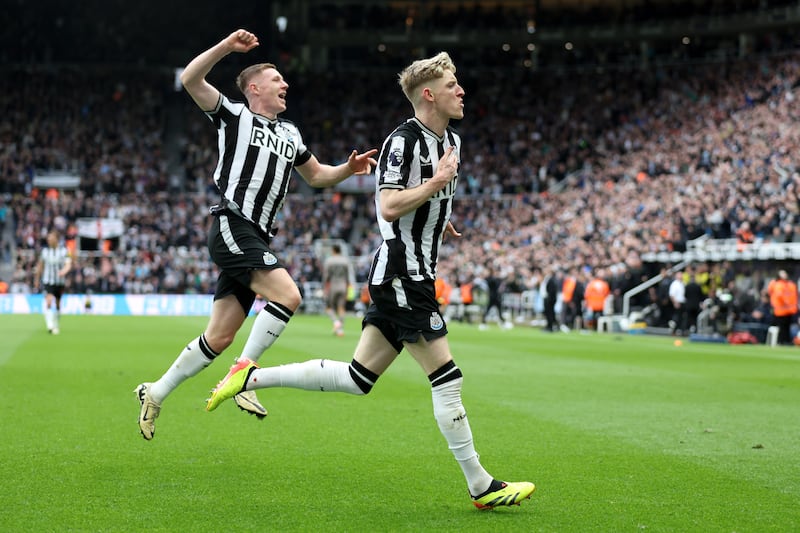Anthony Gordon of Newcastle United celebrates scoring his team's second goal. Getty Images