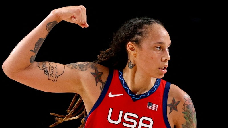 Griner gestures during a game against Australia at Saitama Super Arena in their Tokyo 2020 Olympic women's basketball quarterfinal game in Saitama, Japan August 4, 2021. Reuters