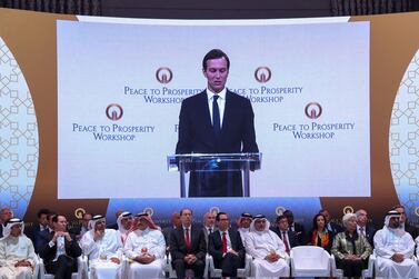 White House senior adviser Jared Kushner speaks at the Peace to Prosperity conference in Manama, Bahrain. Reuters.