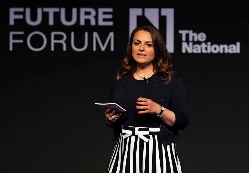 Abu Dhabi, United Arab Emirates - May 8th, 2018: Mina Al Oraibi, Editor in Chief of The National at The National's Future Forum. Tuesday, May 8th, 2018 at Cleveland Clinic, Abu Dhabi. Chris Whiteoak / The National