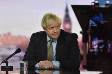 Boris Johnson during an interview on the BBC. AFP/BBC.