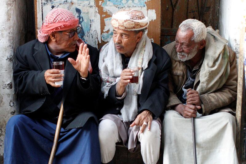 People chat as they sit at a cafe in the old quarter of Sanaa, Yemen. Reuters