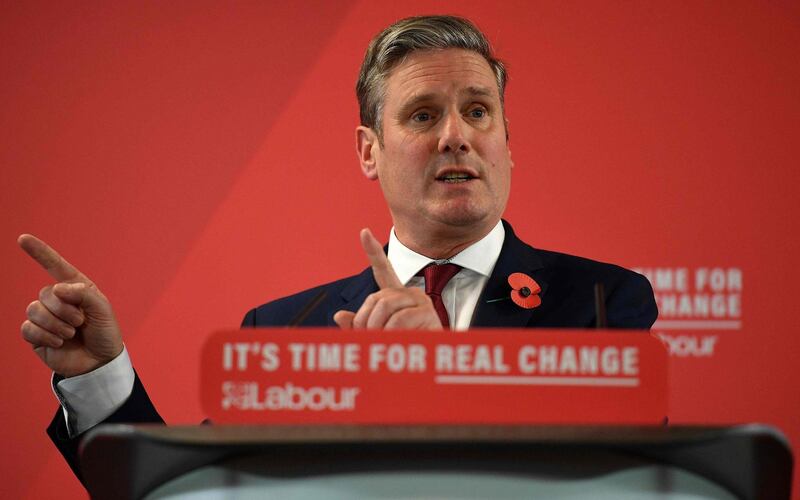 (FILES) In this file photo taken on November 05, 2019 Britain's main opposition Labour Party shadow Secretary of State for Exiting the EU, Keir Starmer speaks on Brexit during a Labour Party event in Harlow, north of London British Labour leadership candidate, Keir Starmer has won the leadership of the Labour Party.  The human rights lawyer beat rivals Rebecca Long-Bailey and Lisa Nandy after the first round of voting.
 / AFP / Daniel LEAL-OLIVAS
