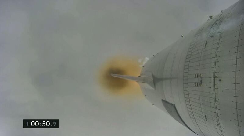 A screengrab from SpaceX's live webcast shows the Starship SN15 during the rocket's launch from Boca Chica, Texas. AFP