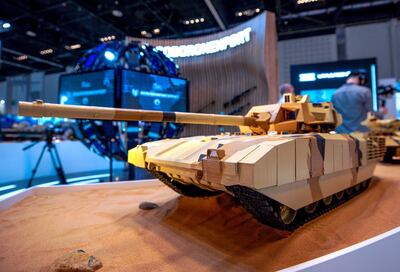 Abu Dhabi, United Arab Emirates, February 22, 2021.  Idex 2021 Day 2.
ROSOBORON Export stand.  The T-14 Assault Tank.
Victor Besa / The National
Section:  NA
Reporter:  John Dennehy