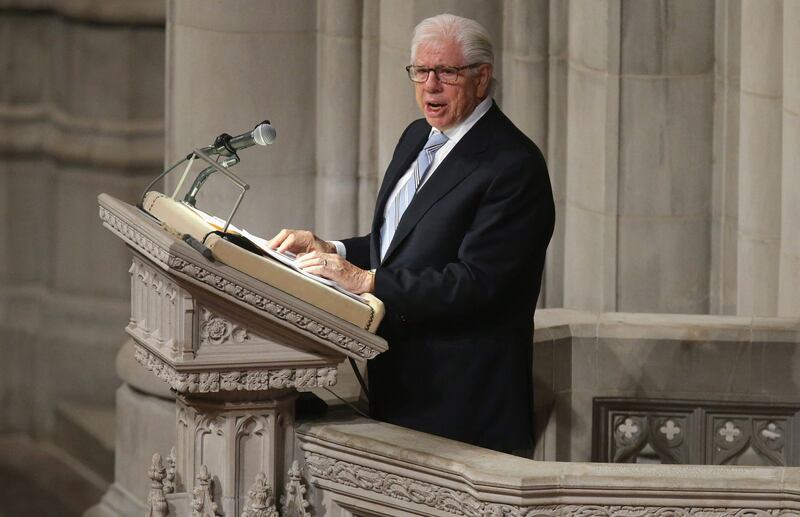 Pulitzer Prize-winning journalist Carl Bernstein eulogises his former boss and 'Washington Post' executive editor Ben Bradlee at the National Cathedral in Washington. Getty Images / AFP