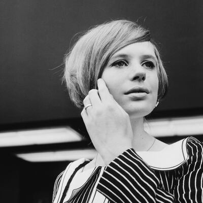 FILE - 4 APRIL 2020: Singer Marianne Faithfull, 74, has been hospitalised with COVID-19 in London English singer, songwriter and actress Marianne Faithfull at Heathrow Airport, UK, 17th June 1966. (Photo by George Stroud/Daily Express/Hulton Archive/Getty Images)