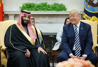 Donald Trump with Saudi Arabia's Crown Prince Mohammed bin Salman in the Oval Office of the White House in 2018. AFP