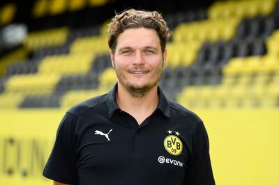 epa08881615 (FILE) Dortmund's assistant coach Edin Terzic poses during the presentation of German Bundesliga soccer team Borussia Dortmund in Dortmund, Germany, 06 August 2019. According to reports on 13 December 2020, Borussia Dortmund sack Lucien Favre after the 5-1 against Stuttgart. Assistant coach Edin Terzic will be in charge until the end of the year.  EPA/Ina Fassbender / POOL *** Local Caption *** 55381128