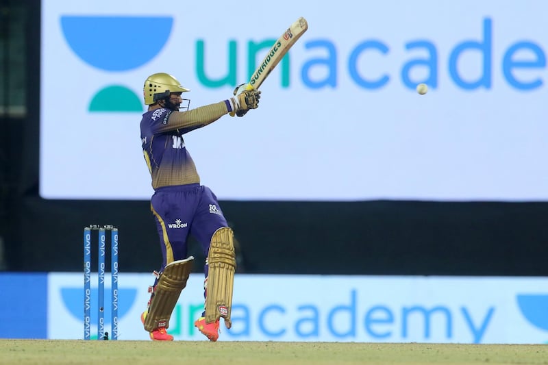 Dinesh Karthik of Kolkata Knight Riders plays a shot during match 5 of the Vivo Indian Premier League 2021 between the Kolkata Knight Riders and the Mumbai Indians held at the M. A. Chidambaram Stadium, Chennai on the 13th April 2021.

Photo by Vipin Pawar / Sportzpics for IPL