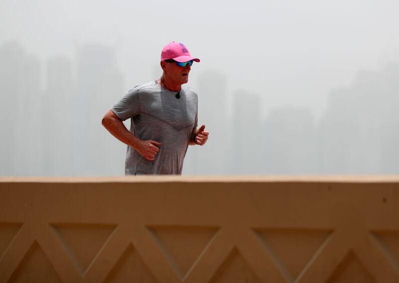 He had to take cooling breaks in the support car every few kilometres to keep his body temperature below 40°C.