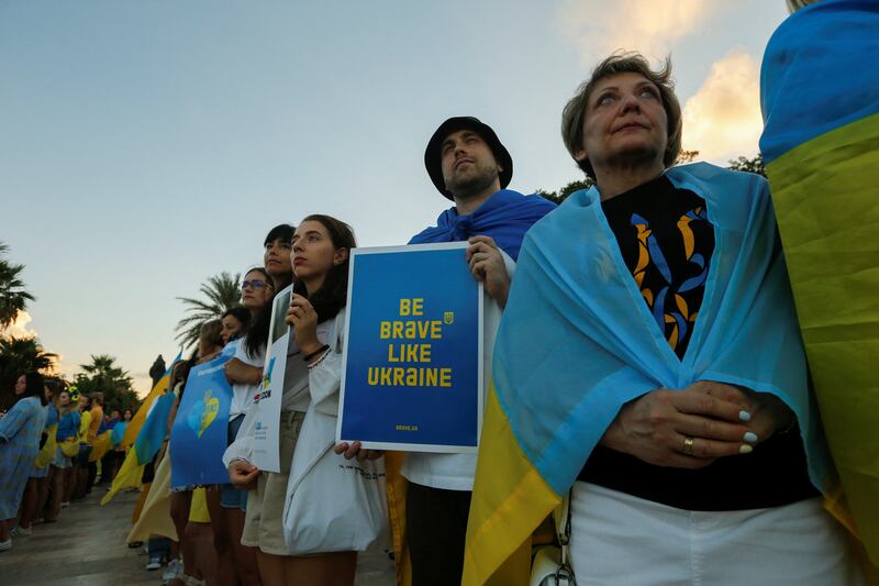 Ukrainians show support in the Maltese capital. Reuters