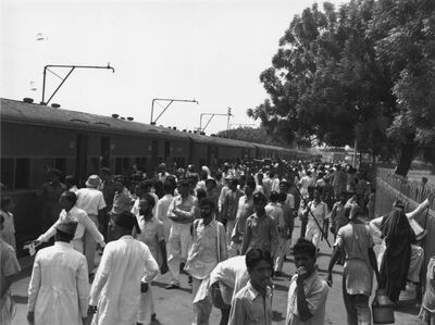 7th August 1947:  Farewells are said as Muslims prepare to board the special train that will take them from New Delhi Station to start a new life in Pakistan.  (Photo by Keystone Features/Getty Images)