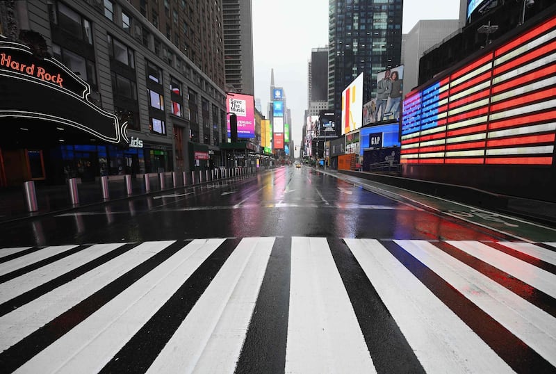 A nearly empty Times Square is seen on March 23, 2020 in New York City. AFP