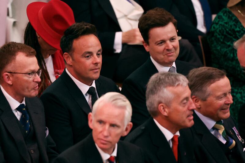 British TV presenters Ant and Dec at the coronation. Getty Images