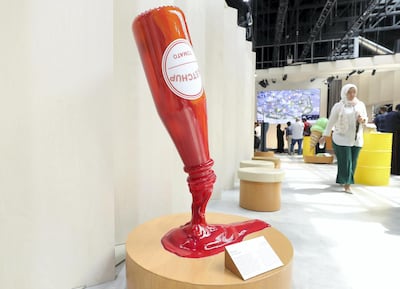 Dubai, United Arab Emirates - July 22, 2019: Ketchup for Expo 1893 in Chicago, USA at the visitor centre. Expo 2020 Dubai Open Doors. A sneak peek of the worldÕs greatest show now. Monday the 22nd of July 2019. Expo 2020 site, Dubai. Chris Whiteoak / The National